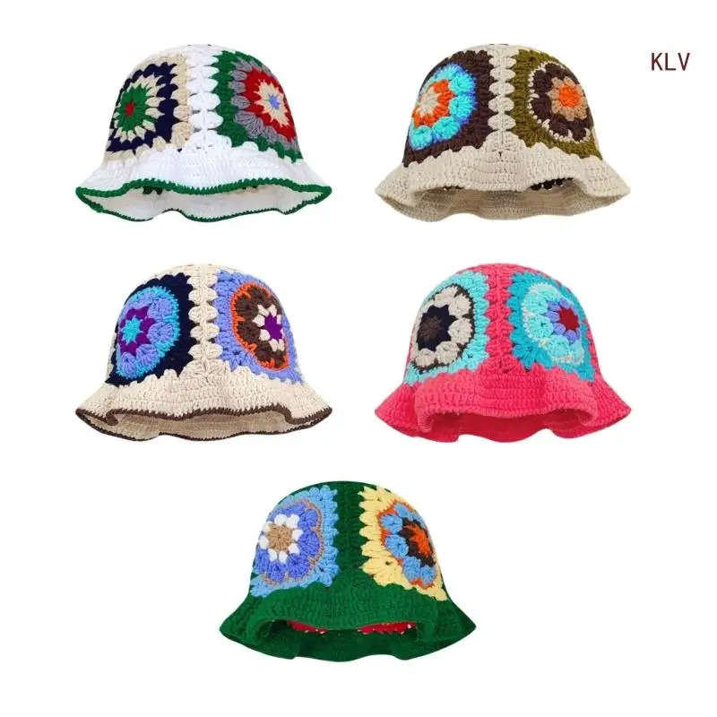 Вязаная Дамски шапка-кофа с цветя модел, Дишаща, за да е Подходяща по Цвят, Плетени Шапка-кофа с широка периферия за възрастни и тийнейджъри, Лятна Рибарска Шапка . ' - ' . 1