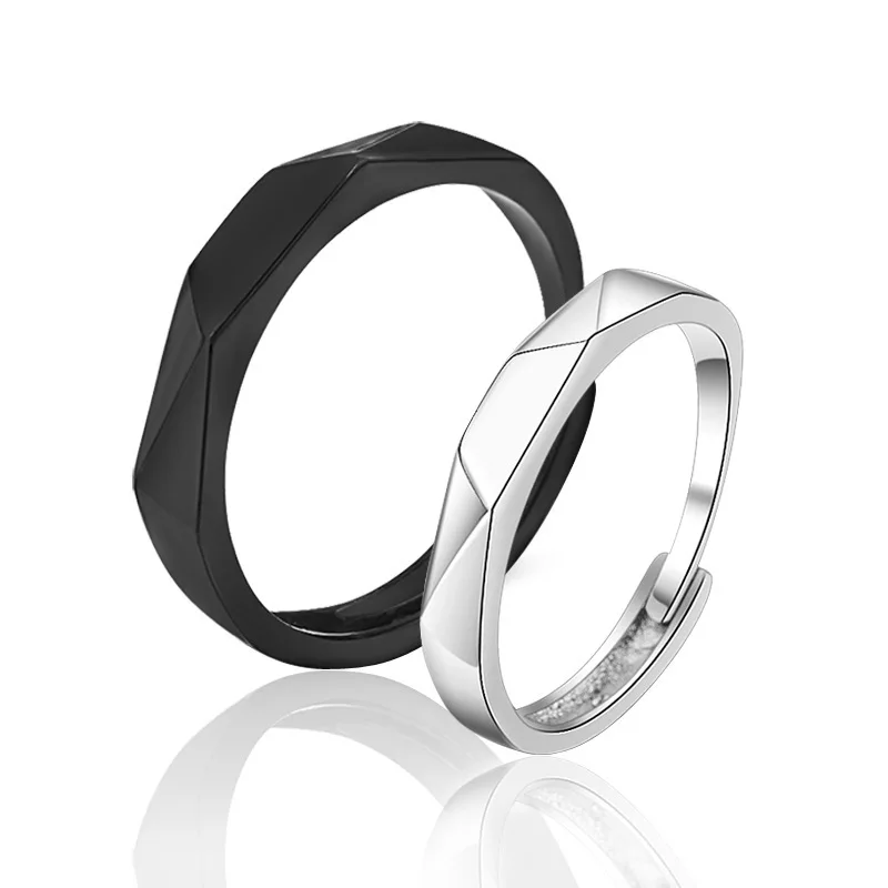Модерен черно-бели пръстени С Геометрични неравности, Гладка двойка Регулируеми пръстени, Лекота на студентски украси за партита . ' - ' . 5