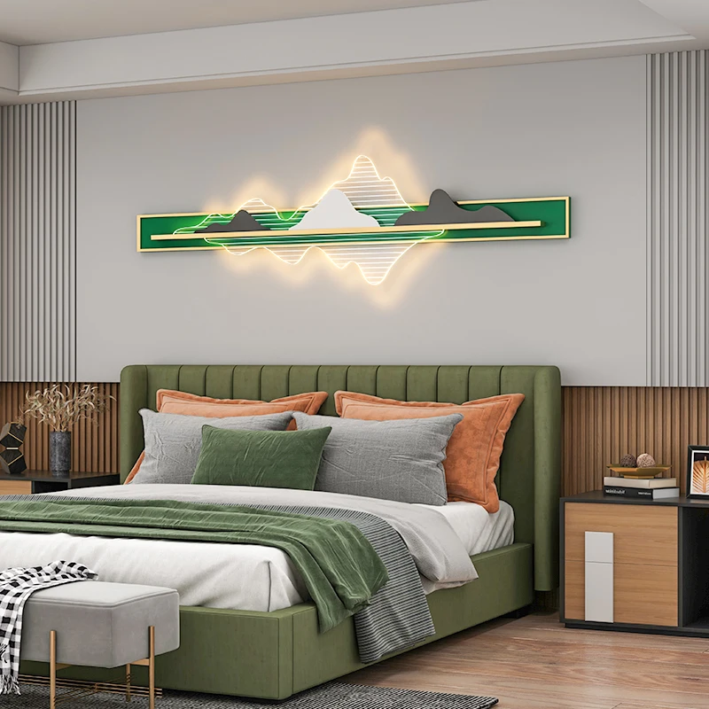 Модерни Зелени Стенни лампи TYLA Творчески Правоъгълен Пейзаж на Хълма, led декор, халба бира е за хол, спалня . ' - ' . 2