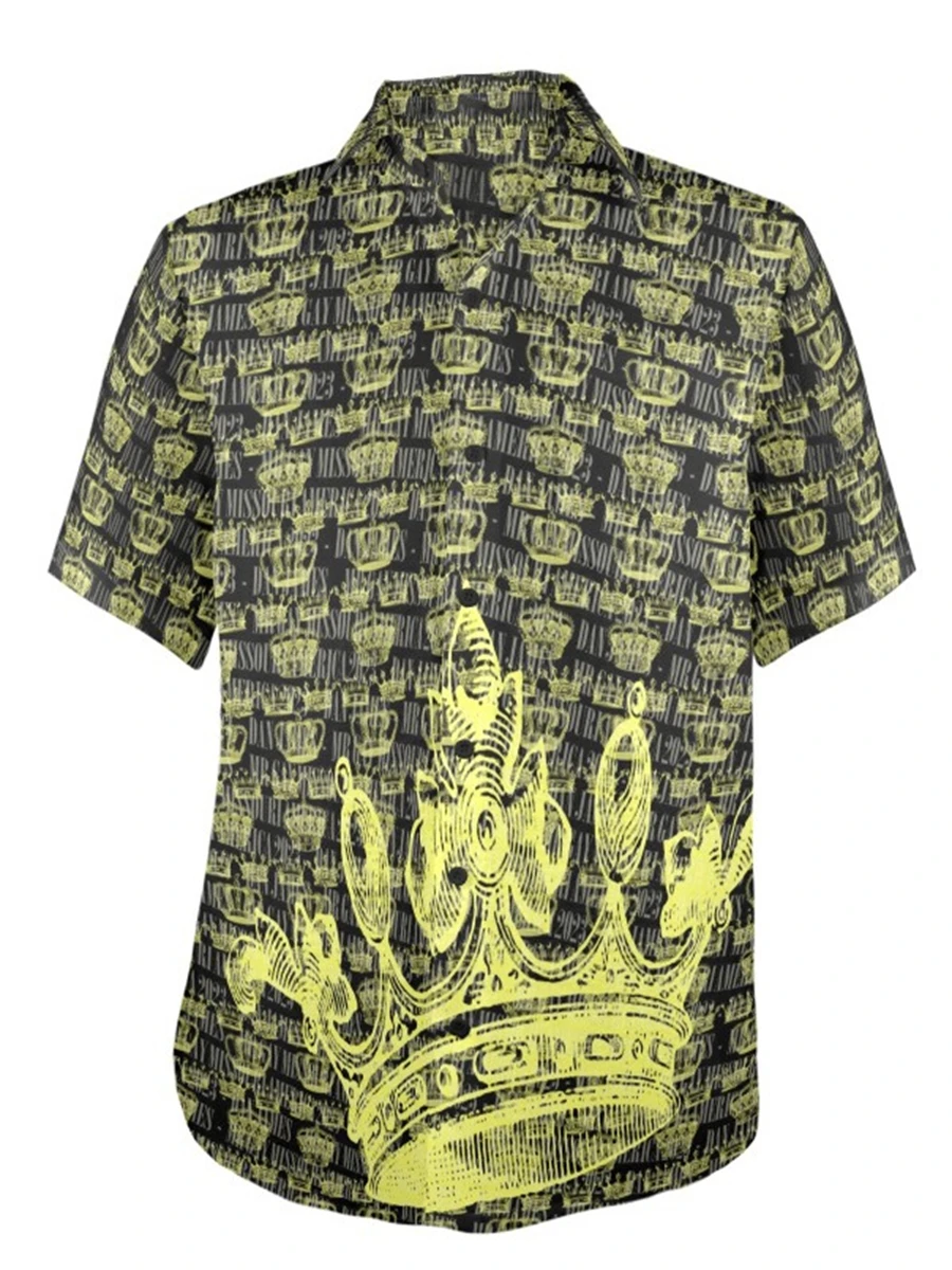 Мъжки Реколта Хавайска риза с ревера топ с къс ръкав, риза Модерен с принтом Хамбургер в стил Харадзюку . ' - ' . 1