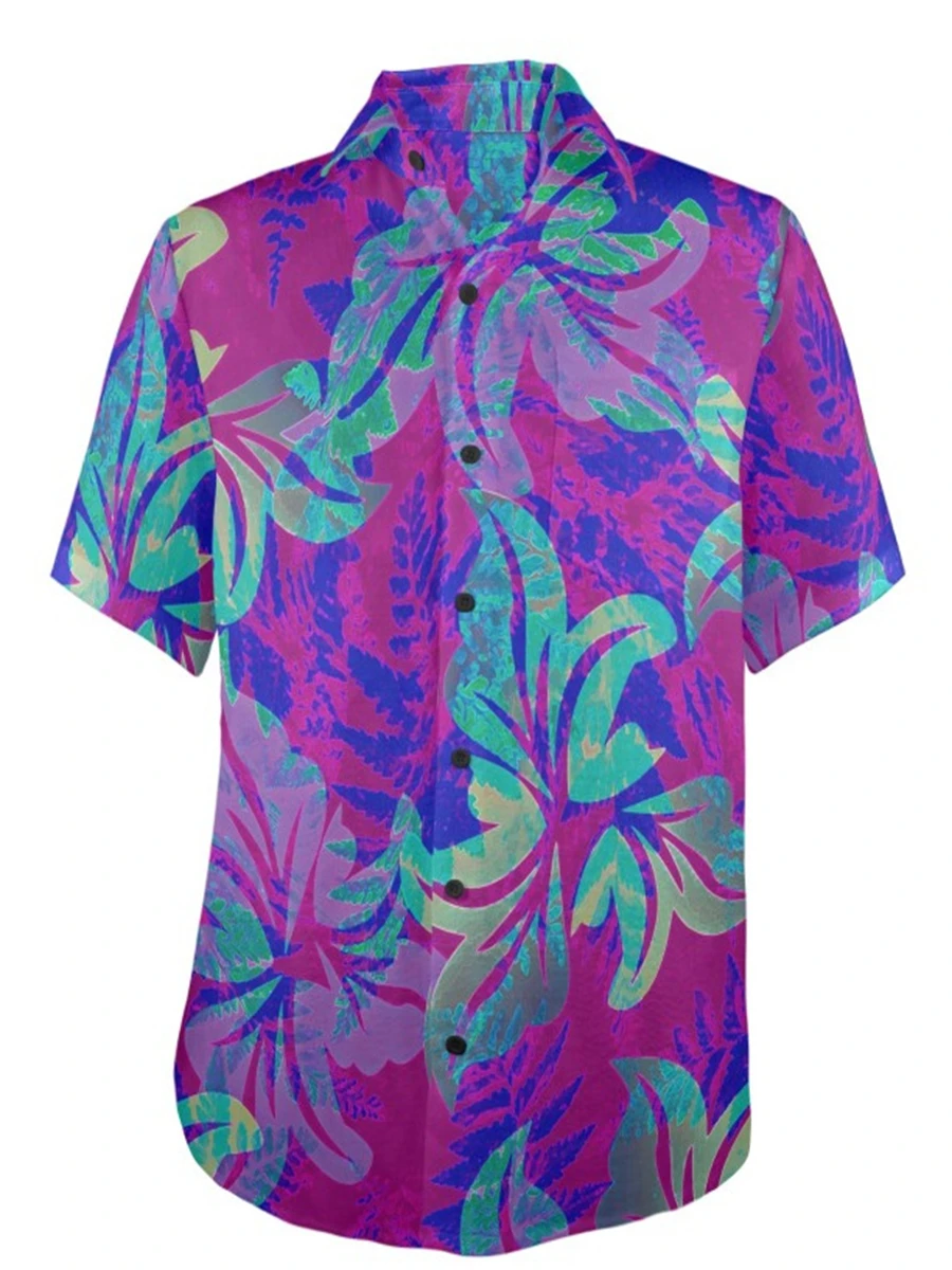 Мъжки Реколта Хавайска риза с ревера топ с къс ръкав, риза Модерен с принтом Хамбургер в стил Харадзюку . ' - ' . 3