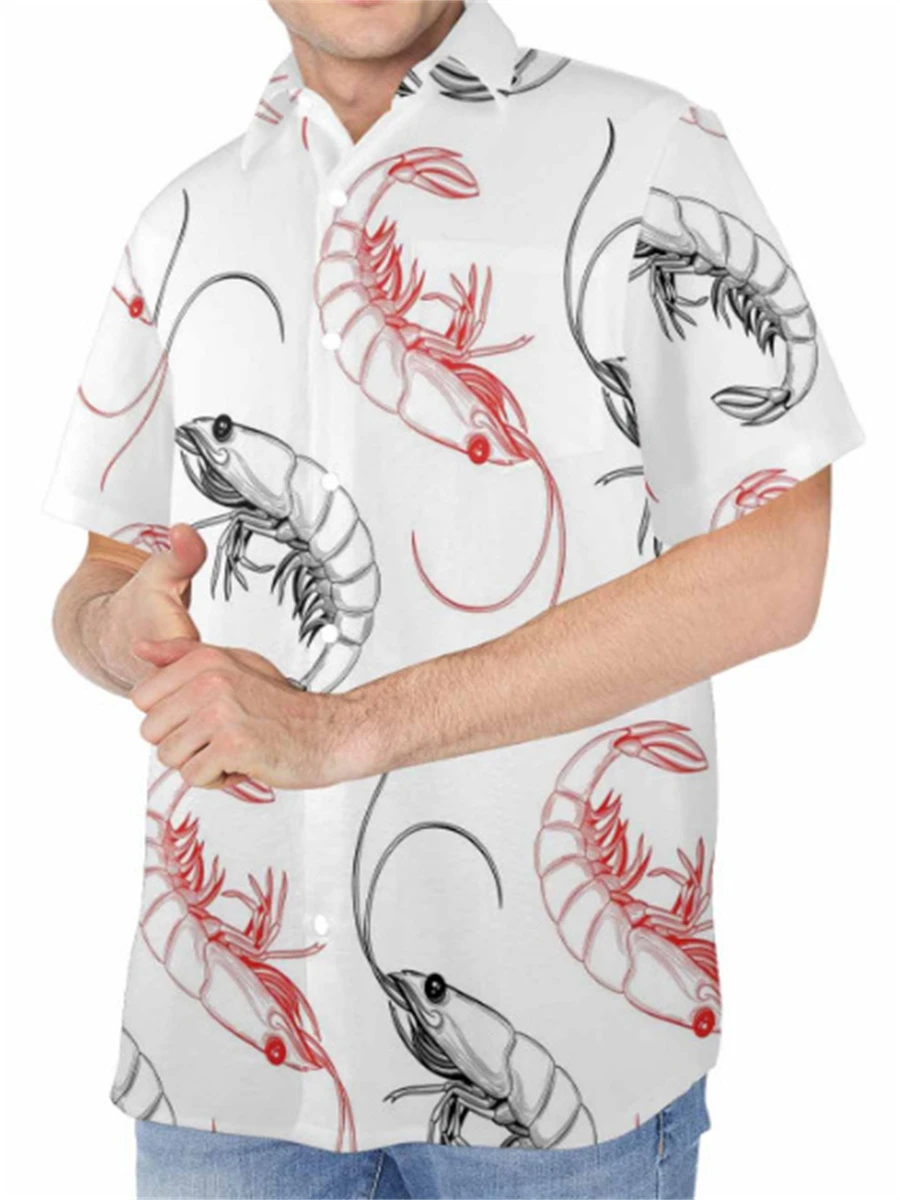 Мъжки Реколта Хавайска риза с ревера топ с къс ръкав, риза Модерен с принтом Хамбургер в стил Харадзюку . ' - ' . 5