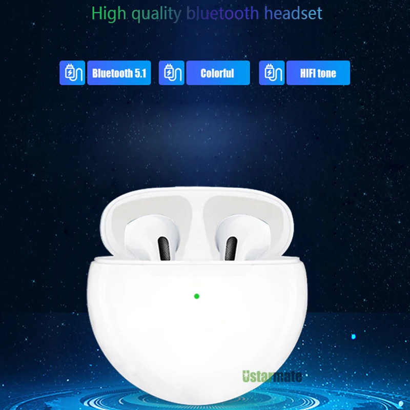 Оригинални Безжични Слушалки Pro 6 TWS Bluetooth Слушалки за Xiaomi Redmi Airdots Huawei iPhone 12 13 Микрофон Високоговорител . ' - ' . 1