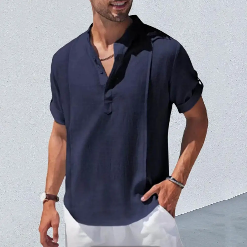 Стилна мъжка риза, тънка мъжка лятна риза, с Копчета, Удобна мъжка риза, подходящи панталони . ' - ' . 5
