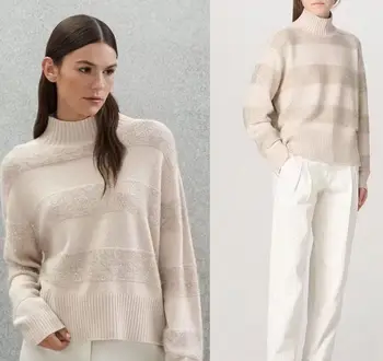 23fw 100% вълнен марка, ново записване, луксозен пуловер с пайети за жените, ежедневно дизайнерски дрехи