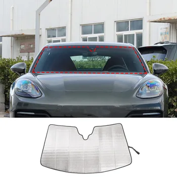 За Porsche Panamera 2017-2023 Кола на предната предното стъкло от алуминиево фолио, слънцезащитен чадър, автомобилни аксесоари