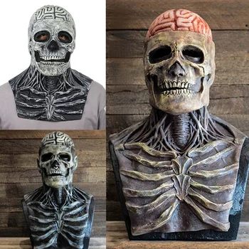 Маска с череп в 3D стил на ужасите на цялата глава, подвижната челюст, маски с черепа на цялата глава, Латексова маска за cosplay, каска с черепа, декор за Хелоуин